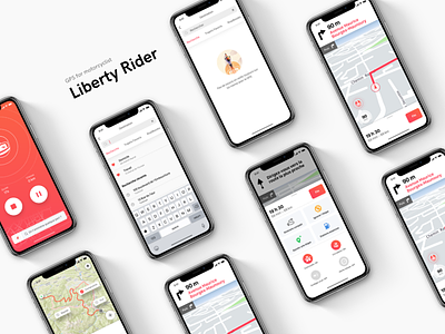 Liberty Rider: the motorcycle safety app app branding design gps gradient illustration mobile motion phone typography ui ux