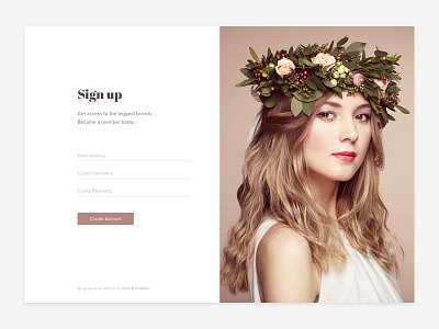 Sign Up beauty fashion form login side project sign up table ui ux web design