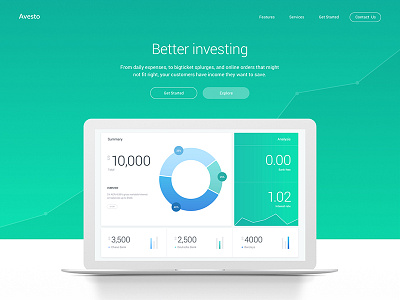 Avesto banking business finance fintech investing landing page online responsive service website