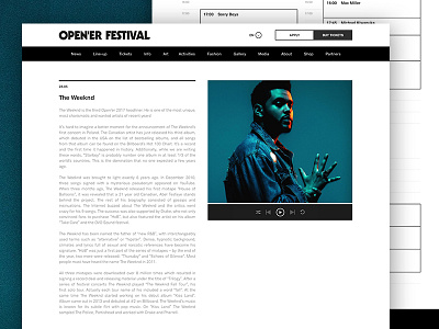 Open'er Article Page article artist concept design event festival minimal music page redesign web website