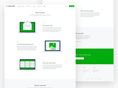 Design Pickle how it works clean design flat graphic design green illustration page responsive ui ux web website