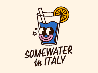 Somewater in Italy... character cocktail drink glass illustration italy lemon sticker summer vector water