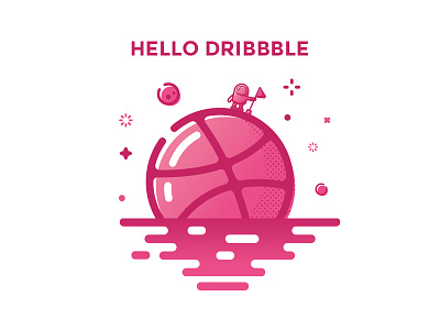 Hello Dribbble dribbble first shot hello invitation invite planet