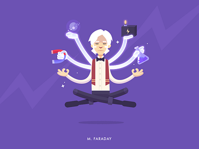 Mike Faraday electricity faraday fireart fireart studio illustration character science