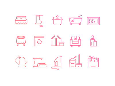 Household icons fireart fireart studio furniture household icons outline