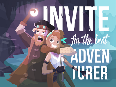 Dribbble invite for the adventurers adventure cave illustration pirates treasure typography
