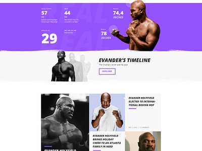 Evander Holyfield Landing Page by Barb Mo for Fireart Studio on Dribbble