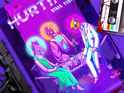 Hotline Miami Poster digital art fireart fireart studio hotline miami illustration neon poster retro retrowave web punk