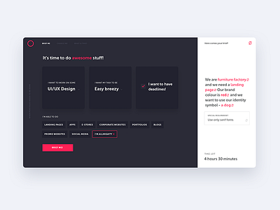 Brief Randomizer Concept brief concept design fireart fireart studio ui ux webdesign