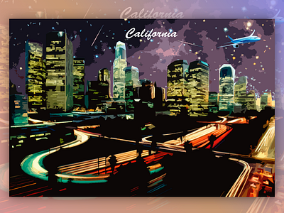 Los Angeles California Wallpaper By Dennis Montes california city illustration los angeles photoshop skyline wallpaper