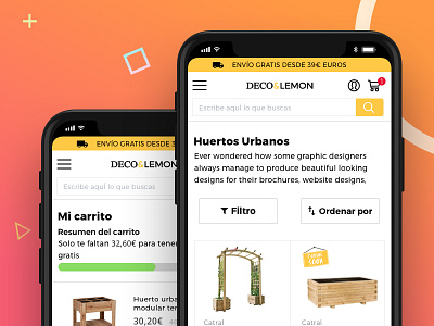 Deco&Lemon Mobile Category and Cart e commerce ecommerce garden magento mobile modern product shop sketch ui ux