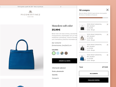 Minicart Pacomartinez e commerce ecommerce fashion handbag magento mobile modern shop sketch suitcase ui ux