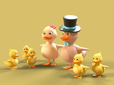 Duck Family - T-Pose 3d 3d animation 3d character 3d character design 3d character modeling 3d model 3d modeling animation cinema 4d octane render