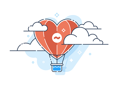 St Valentine's Day hot air balloon corporate design heart hotairballoon icon illustration love sky vector