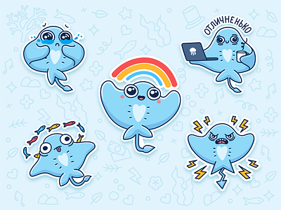 Sticker Pack for Vk.com cute icon ray sea sticker pack stickers vector vkontakte