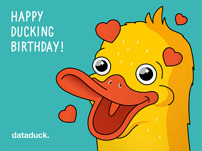 Birthday card for my previous company Dataduck card corporate duck happy happy birthday illustration vector