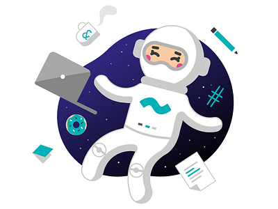 Writer in space corporate icon illustration space vector writer
