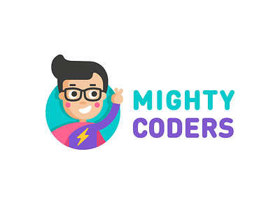 Logo for MightyCoders branding coding design icon illustration kids logo school vector