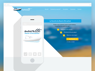 Navette Bassin, Landing page boat flat light responsive web webdesign
