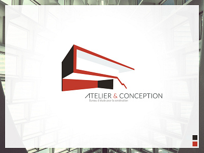 Atelier & Conception 3d architect architecture design grey identity line logo red shape