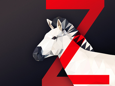 Animal #1 3d identity logo low poly poly red shape typo