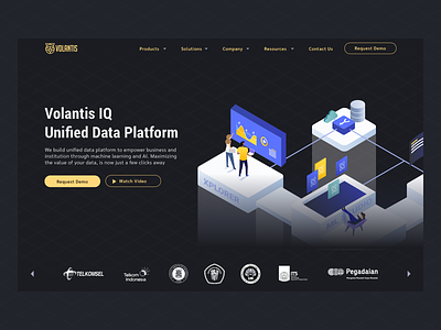 Volantis IQ - Above the fold above the fold data science hero section isometric design landing page design