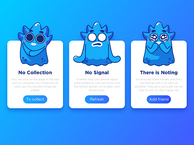 Empty app art blue cute flat icons illustration monster sign transactions works