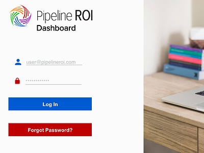 Pipeline Dashboard Login/Password card dashboard interface log in login panel pipelineroi ui ux