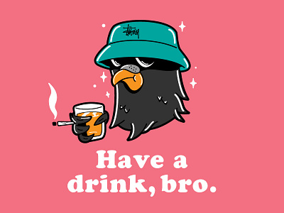 Have A Drink Bro art character drawing graffiti illustration pigeon sticker street vector