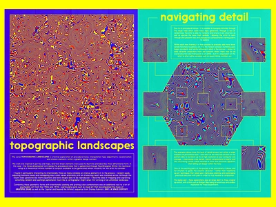 Topographic Landscapes branding design fractal generative geometric graphic design hard edge illustration layout design modern op art optical art pattern design poster design procedural art psychedelic trippy typography visual identity