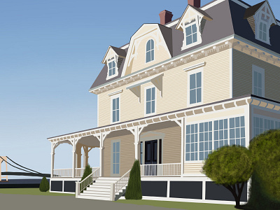 Eisenhower House digital painting hand drawn house illustration