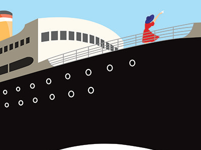 Bon Voyage boat illustration logo vector vintage