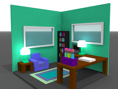 First voxel art: Office