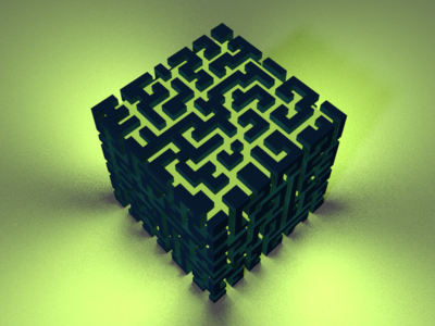 Voxel cube maze 3d 3d art glowing maze pixel art render voxel voxel art