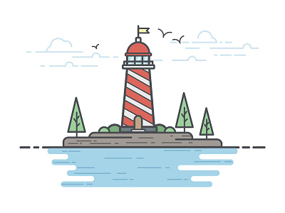 Red lighthouse design illustration lighthouse red