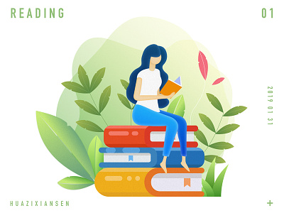 Girls in reading design girl illustrations reading
