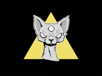 The all seeing cat cat feline illustration mad meow photoshop scary sphynx third eye