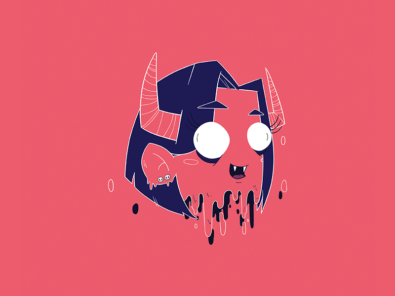 Avatar girl red vector illustration head floating monster devil avatar
