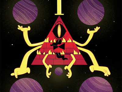 Bill Cipher third eye triangular weird space evil demon monster gravity falls cill cipher bill character cartoon illustration