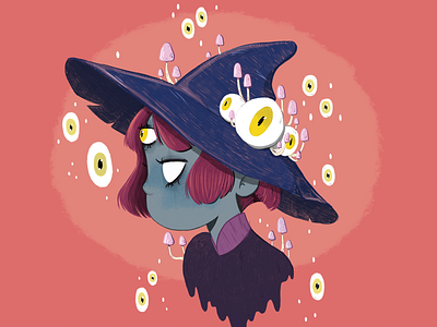 Draw this in your style challenge - 2 cartoon challenge character character design digital sketch eyes floating girl illustration love magic monster mushrooms photoshop shrooms thirdeye trip watching witch witchcraft