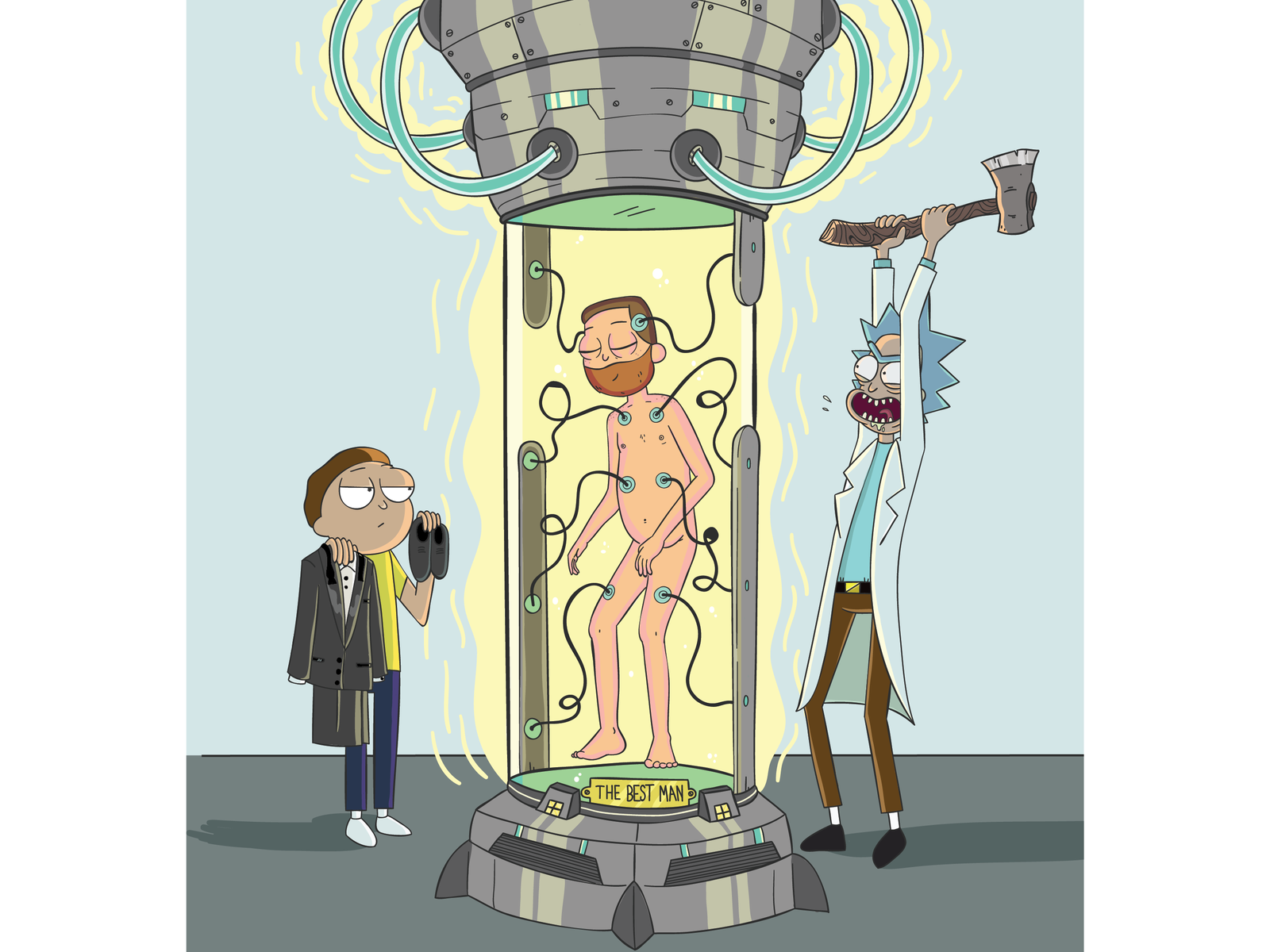 Rick And Morty Comission adult swim best man cartoon character character design comission fanart illustration morty poster rick and morty rick sanchez shwifty vat vector vector artwork wedding