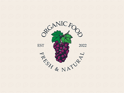 Organic food logo design art logo bar logo beer food food logo fruit grapes healthy illustration logo logo design logo designer natural food organic organic logo restaurant logo vector vintage vintage logo wine logo