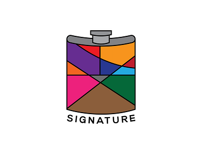 signature liquor flask branding design icon illustration logo vector