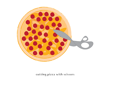 cutting pizza with scissors design graphic design illustration vector