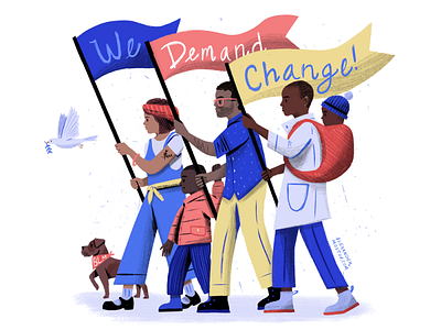 We Demand Change art black lives matter character design drawing editorial illustration people texture