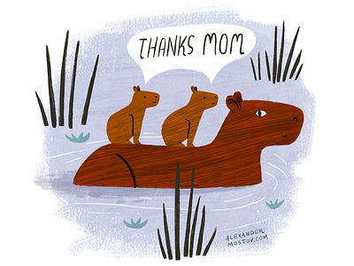 Thanks Mom animals art character childrens book cute drawing editorial illustration kidlit kidlit art picture book swimming
