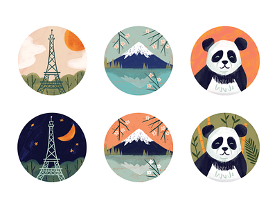 Tech Icons art circle design drawing icon icons illustration logo mountain panda spot illustration tower ui