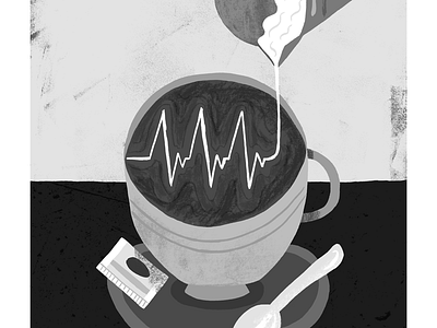 Coffee & Health art coffee concept drawing editorial icon illustration ink texture