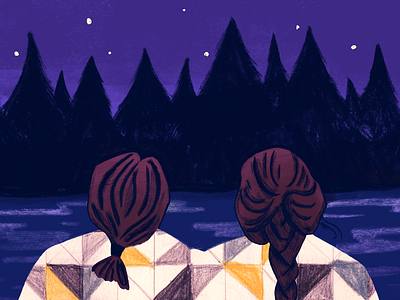Warm Fuzzy Feelings art editorial forest girl illustration night seattle show texture