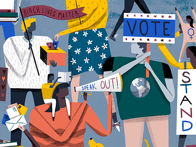 Protest to Policy art character drawing flat illustration people protest stand texture vote